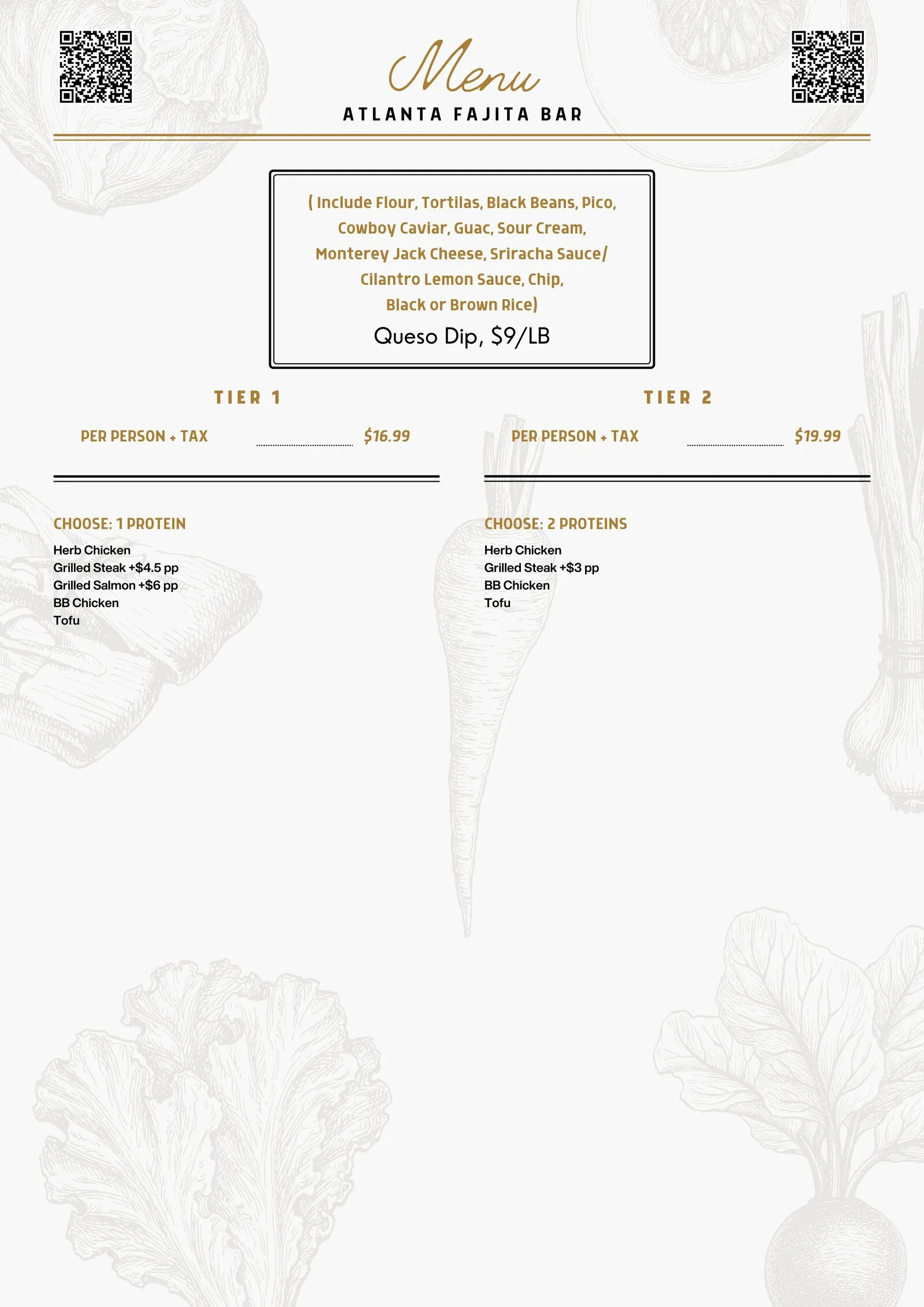 Atlanta Fajita Bar Menu
